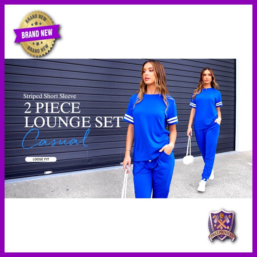 Medium Polyester Blend Lounge Set with Short Slee… - image 4